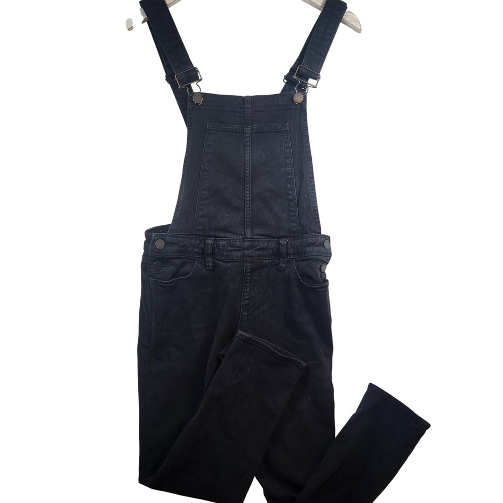Paige Denim Sierra Overalls Black Slim Fit Stretch Denim Jumpsuit Womens 25